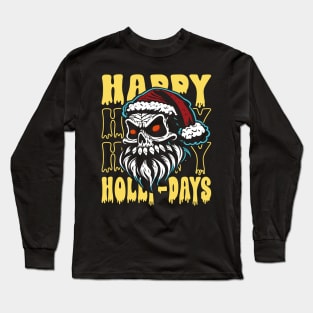 Santa Claus Skull Happy Holly-Days Long Sleeve T-Shirt